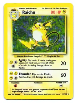 Raichu 14/102 Holo Rare Base Set Unlimited Pokemon HP - Image 1