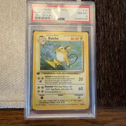 Pokemon Base Set 1st Edition GERMAN Raichu 14/102 PSA 8 NM MINT 1999 - Image 1