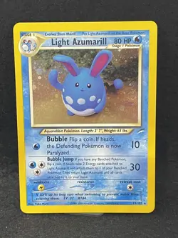 SWIRL Light Azumarill 13/105 Holo Rare Neo Destiny Pokemon Holo NM Yuka Morii - Image 2