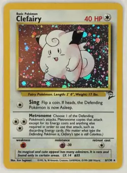 Vintage 2000 Pokemon TCG Base Set 2 CLEFAIRY HOLO Rare 6/130 MP English, Unltd - Image 1