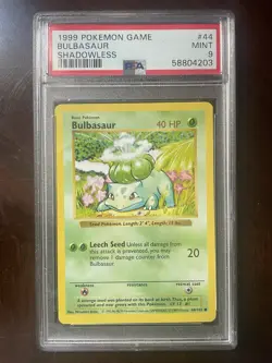 Pokemon TCG Bulbasaur 044/102 Base Set 1999 Shadowless PSA 9 Mint - Image 1