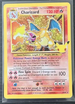 Pokemon TCG Card Charizard 4/102 25th Celebrations Anniversary Holo - Image 1