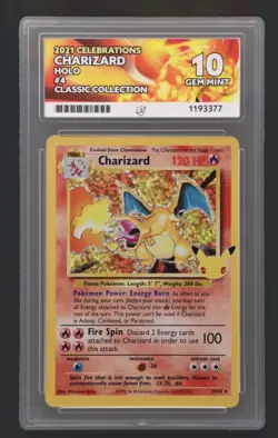 Pokemon TCG Charizard Holo Card 4/102 Gem Mint Celebrations 25th Ace Graded 10 - Image 1