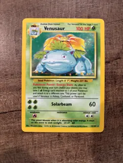 Base Set Pokemon TCG Venusaur Holo Rare 15/102 MP - Image 1