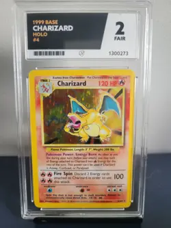 Charizard Base Set #4/102 Holo Rare Ace Graded 2 Pokemon Card Vintage 1999 Card - Image 1
