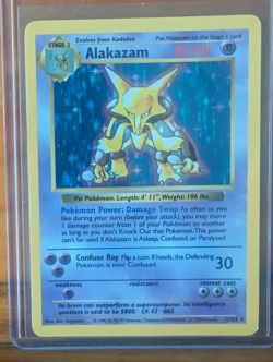 WOTC Pokemon TCG Alakazam 1/102 Base Set Shadowless Holo Rare 1999 80 HP - Image 1