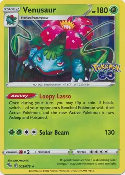 Venusaur 003/078 Holo Pokemon Go Pokemon Card NM - Image 1