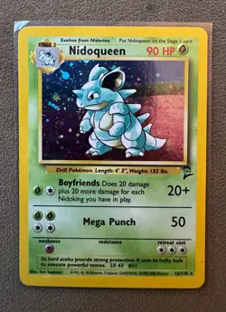 Pokemon TCG Nidoqueen 12/130 Base Set 2 Holo Rare English 2000 90 HP - Image 1