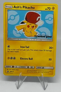 Ash's Pikachu #SM112 Black Star Promo, I Choose You, Damaged– 2017, Pokemon TCG - Image 1