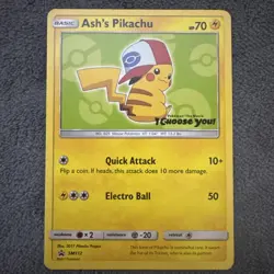 Ash's Pikachu SM112 Sun & Moon Black Star Promo Pokemon - Image 1