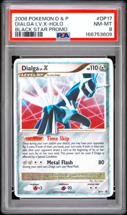 2008 POKEMON DIAMOND & PEARL BLACK STAR PROMO #DP17 DIALGA LV.X-HOLO PSA 8 - Image 1