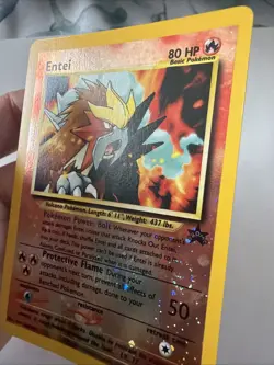 🌀Swirl 2001 Pokemon TCG Card Entei 34 Black Star Movie Promo Reverse Holo MP - Image 1