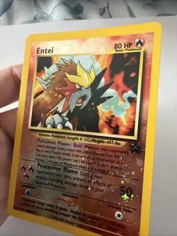 🌀Swirl 2001 Pokemon TCG Card Entei 34 Black Star Movie Promo Reverse Holo MP - Image 2