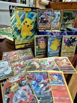 Pokemon Storage Box bundle, V, Vmax, Holo, standard, energy cards, Pikachu Large - Image 1