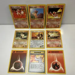 Pokemon TCG Gym Challenge Blaine’s Lot 9 Cards Growlithe Vulpix Magmar + Energy - Image 1