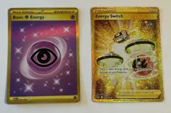Pokemon Lot Of 2 Gold Cards- Energy Switch 212/195, Psychic Energy 207/165 - Image 1