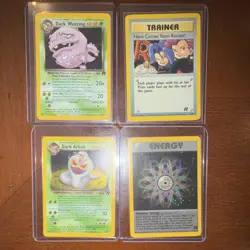 Pokemon Team Rocket Holo Set 4 Cards - Dark Weezing, Dark Arbok, Trainer, Energy - Image 1