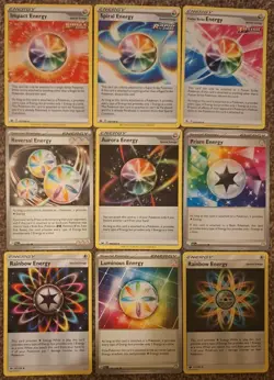Pokemon Rainbow Special Energy Bundle Aurora Prism Fusion Strike 9 Cards - Image 1