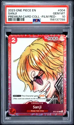 2023 ONE PIECE PREMIUM CARD COLLECTION ONE PIECE FILM RED #004 SANJI PSA 10 - Image 1