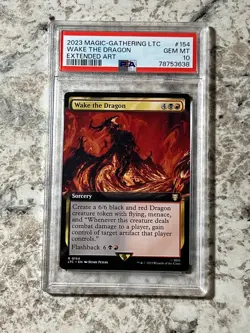 2023 MTG Lord of the Rings Wake the Dragon Extended Art LTC 154 PSA 10 GEM MINT - Image 1