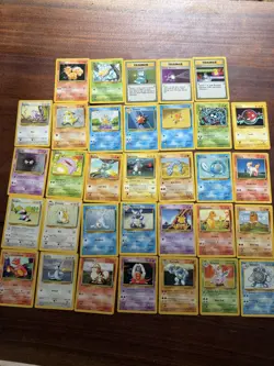 Lot of (33) Pokemon Base Set Card Lot Unlimited Uncommon Common MP-NM - Image 1