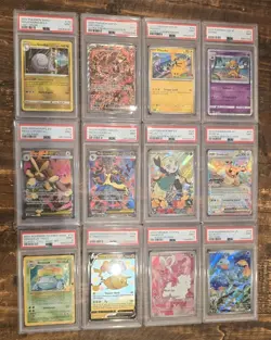 Pokemon PSA Graded 12 x card lot All 9’s Pikachu Lucario Eevee Venusaur Ducklett - Image 1