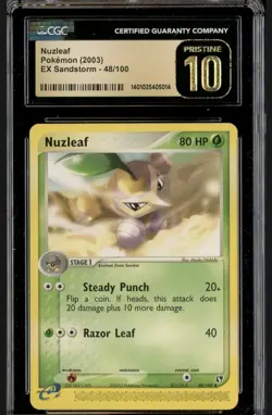 2003 Pokemon Ex Sandstorn 48/100 Nuzleaf CGC 10 PRISTINE - Image 1