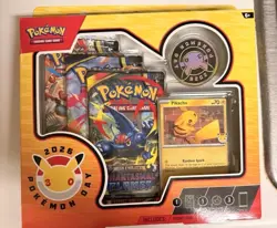 Pokemon Day 2026 TCG Sealed Box Pikachu Promo Card + Coin + 3 Booster Packs - Image 1