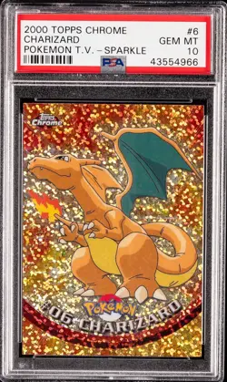 2000 Pokemon T.V Topps Chrome Charizard Sparkle #6 - PSA 10 GEM MINT - Image 1