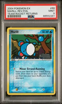 PSA 9 Marill 68/109 ex Team Rocket Returns 2004 Rev. Holo Pokemon Card - Image 1