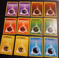 Energy Cards Full Set x2 (12 cards total) - Base Set 1999 Pokemon TCG WOTC - Image 2