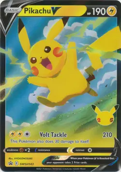 Pikachu V - SWSH143 Ultra Rare Sword & Shield Promo NM Pokemon TCG - Image 1