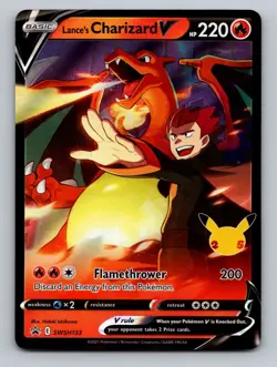Lance's Charizard V SWSH133 SWSH: Sword & Shield Promo Cards Holo Pokemon LP - Image 1