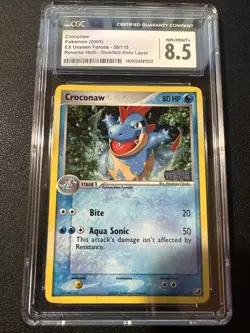 CGC 8.5 NM/MINT Croconaw Reverse Holo 38 2005 Pokemon Ex Unseen Forces 94465147 - Image 1