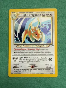 Pokemon TCG Light Dragonite 14/105 - English Neo Destiny Holo Rare Card NM/LP - Image 1