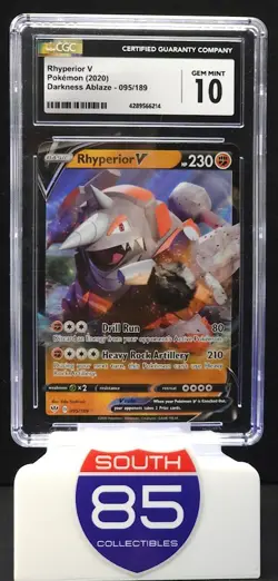 2020 Pokemon SWSH Darkness Ablaze Rhyperior V Rare 095/189 CGC 10 - Image 1