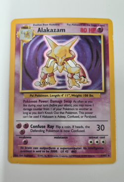Pokemon TCG Alakazam 1/102 Base Set Holo Rare English LP/MP - Image 1