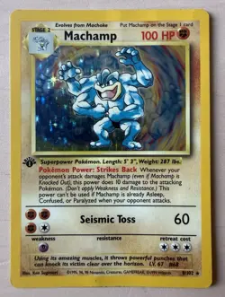 Pokemon TCG Machamp 8/102 Base Set Holo Rare 1st Edition 1999 - English - Image 1
