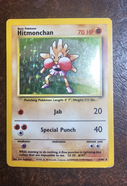 Pokemon TCG Hitmonchan 7/102 Base Set Holo Rare English 1999 70 HP - Image 1