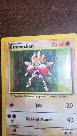 Pokemon TCG Hitmonchan 7/102 Base Set Holo Rare English 1999 70 HP - Image 3