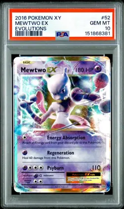 Pokemon 2016 XY Evolutions Mewtwo EX 52/108 PSA 10!!! Holo Ultra Rare English - Image 1