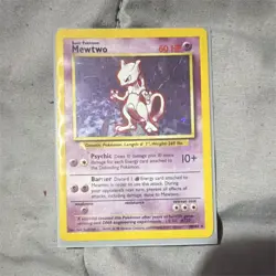 Nintendo Pokemon TCG Base Set Mewtwo 10/102 Holo Rare English 1999 - Image 1