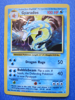 Pokemon TCG Gyarados 6/102 Base Set Unlimited Holo Rare 1999 English 100 - Image 1