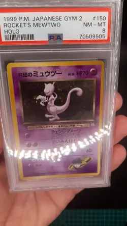 1999 POKEMON JAPANESE GYM 2 #150 ROCKET'S MEWTWO HOLO PSA 8 SWIRL - Image 2