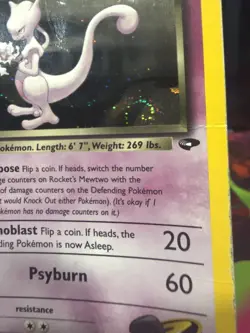 Rocket's Mewtwo 14/132 Gym Challenge Unlimited Holo Rare Pokemon Card WOTC - HP - Image 3
