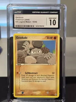 2006 Pokemon EX Legend Maker Geodude 53/92 CGC 10 Gem Mint - Image 1
