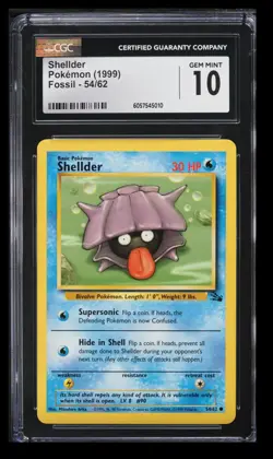 1999 Pokemon Fossil Shellder CGC 10 English #54/62 Vintage - Image 1
