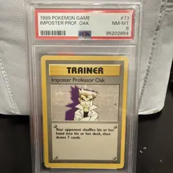 1999 Pokemon Game Imposter Professor Oak 073/102 Base Set Regular PSA 8 - Image 1