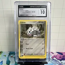 CGC 10 Lairon 36/109 EX Ruby & Sapphire 2003 Pokemon Card - Image 1