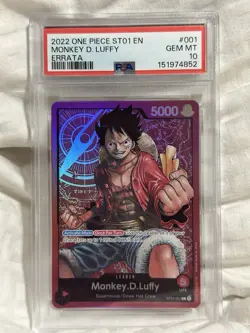 MONKEY D LUFFY PSA 10 ST01 001 ONE PIECE TCG 2022 ENGLISH ERRATA - Image 1